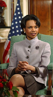 Condoleezza Rice during a 2005 interview on ITV in London