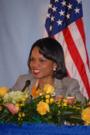 Rice discusses American-Venezuelan relations at the CARICOM Ministerials in March 2006.