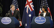 Rice and Australian Foreign Minister Alexander Downer participate in a news conference at the Ronald Reagan Presidential Library in Simi Valley, California, May 23, 2007.