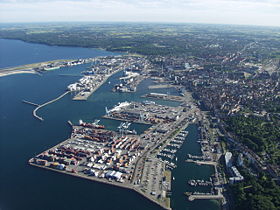Aerial view of Aarhus from the north.