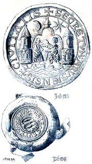 The Aarhus city seal from 1421 and 1608.