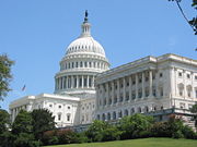 The U.S. Capitol sits prominently east of the National Mall in Washington, D.C.