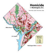 Crime in the District of Columbia is least common in Northwest Washington and becomes more widespread further east.