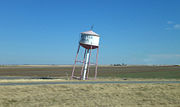 The leaning water tower, found east of Groom, Texas along I-40 (old U.S. Route 66)