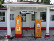 Restored service station in Mt. Olive, IL.