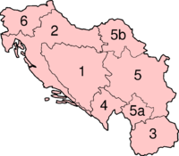 Numbered map of Yugoslav republics and provinces.