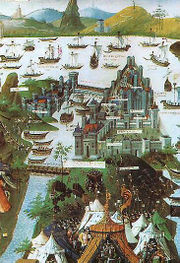 The siege of Constantinople in 1453 according to a 15th century French miniature.