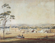 Adelaide in 1839, looking south-east from North Terrace