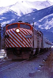 CP passenger train heading east towards Calgary about 1973