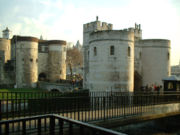 The Middle Tower (centre) guards the outer perimeter entrance across the (now) dry moat