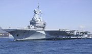 France's Charles de Gaulle (R-91), currently the only nuclear powered aircraft carrier operated by a country other than the United States.