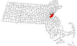 Location in Suffolk County in Massachusetts, USA