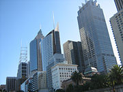 The Central Business District in Sydney is home to most of Sydney's financial centres