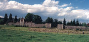 Camp Arges, Dacia (reconstruction), showing a good stone vallum, a porta and a turris.