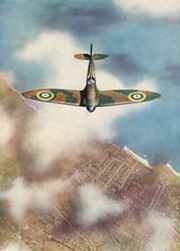 Spitfire flying over the English coast (from a period photograph)