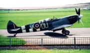 Duxford, 2001. The "Grace Spitfire," a preserved trainer version, ex-No. 485 Squadron RNZAF.