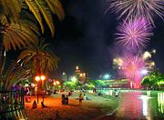Fireworks over the South Bank Parklands man-made beach