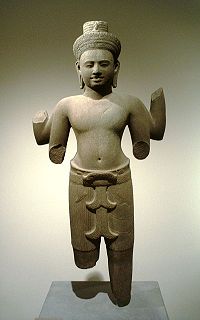 Statue of the Bodhisattva Lokesvara, Cambodia, 12th century.