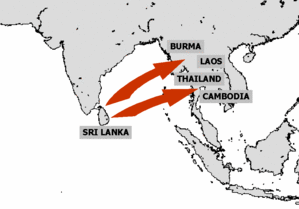Expansion of Theravada Buddhism from the 11th century CE.