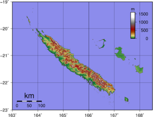 Topographic map of New Caledonia