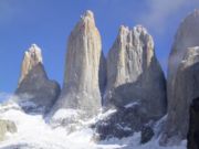 The granite peaks of the Torres del Paine in the Chilean Patagonia
