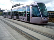 Luas tram crossing the Liffey.