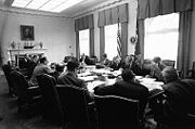 Kennedy's Cabinet meets during the Cuban Missile Crisis, October 29, 1962