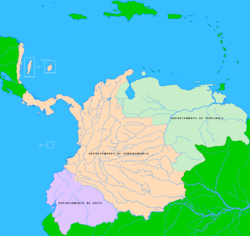 Map of the Gran Colombia.