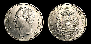 Simón Bolívar lends his name and image to the Venezuelan Bolívar coin