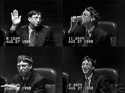 Bill Gates giving his deposition at Microsoft on August 27, 1998