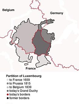 The three Partitions of Luxembourg have greatly reduced Luxembourg's territory.