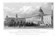 The London University as drawn by Thomas Hosmer Shepherd and published in 1827/28. This building is now part of University College London, which today is one of the many constituent colleges and institutes of the University of London.
