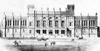 An illustration of 6 Burlington Gardens, home to the university administration from 1870 to 1899.