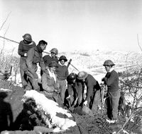 Men of "A" Company constructing a bunker while on the frontline, December 1952.