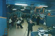 Private TV company in Zhodino records a talk-show in a local night club, 2002