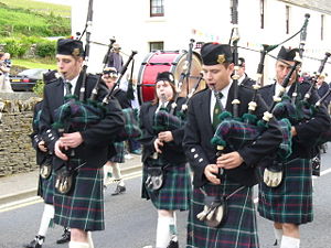 An Orcadian pipe band at Finstown Gala