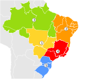 The five regions of Brazil.