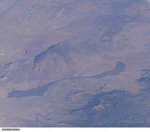Trinity Site (red arrow) near Carrizozo Malpais