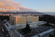 The Greek Parliament, located in Syntagma Square.