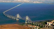 Vasco da Gama Bridge, over the River Tagus, is the longest bridge in Europe.