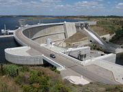 Alqueva Dam, Alentejo - irrigation and hydroelectric power generation facility which created the largest artificial lake in Western Europe.