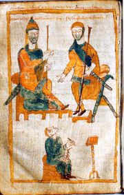 Charlemagne (left) and Pippin the Hunchback. Tenth-century copy of a lost original from about 830.