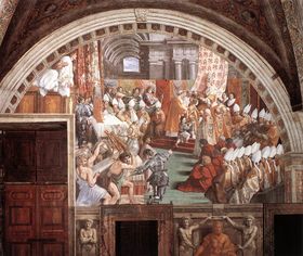 The Coronation of Charlemagne, by assistants of Raphael , circa 1516-1517