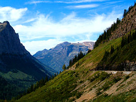 The Going-to-the-Sun Road as seen above McDonald Valley.