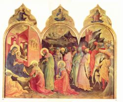 Adoration of the Magi by Don Lorenzo Monaco (1422).