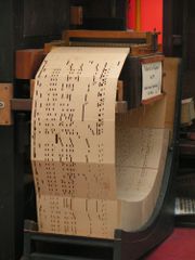 Punched card system of a music machine, also referred to as Book music, a one-stop European medium for organs