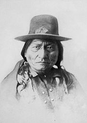 Sitting Bull in Pierre, South Dakota on his way to Standing Rock Agency from Fort Randall
