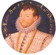 Miniature of Drake, age 42 by Nicholas Hilliard in 1581