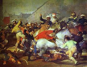 The Second of May 1808 depicts the uprising that precipitated civilian executions by Napoleon's troops