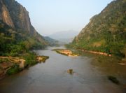 The Nam Ou river is an important transportation route in Laos.